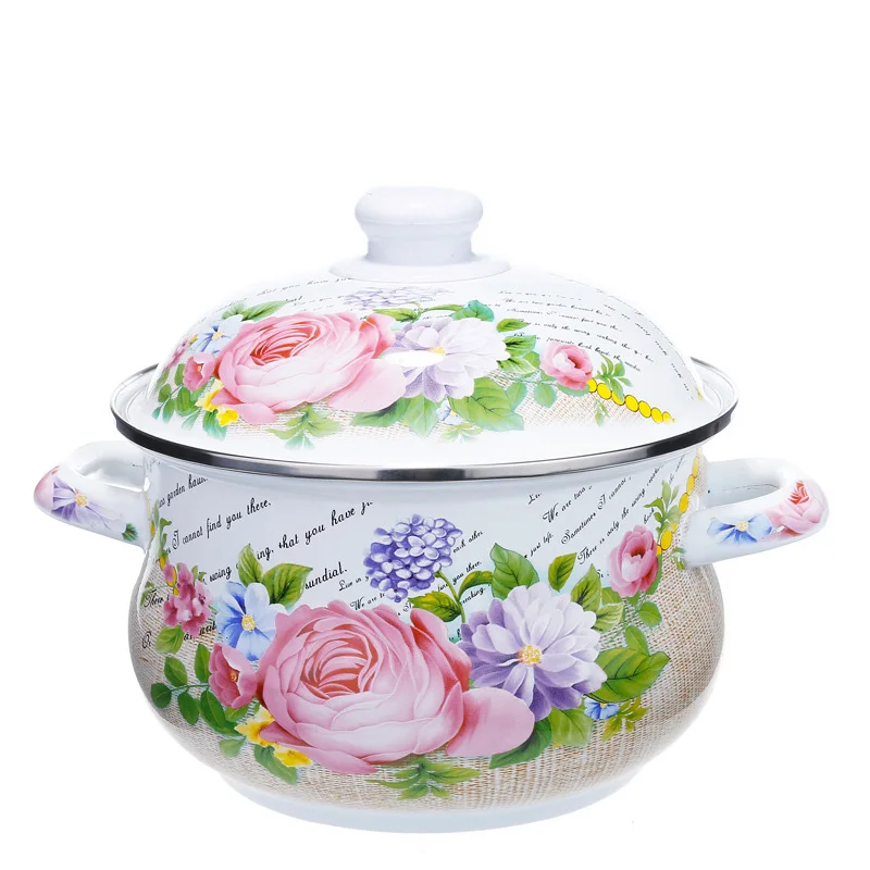 Эмалированная утолщенная суповая кастрюля для тушения фарфоровая эмалированная