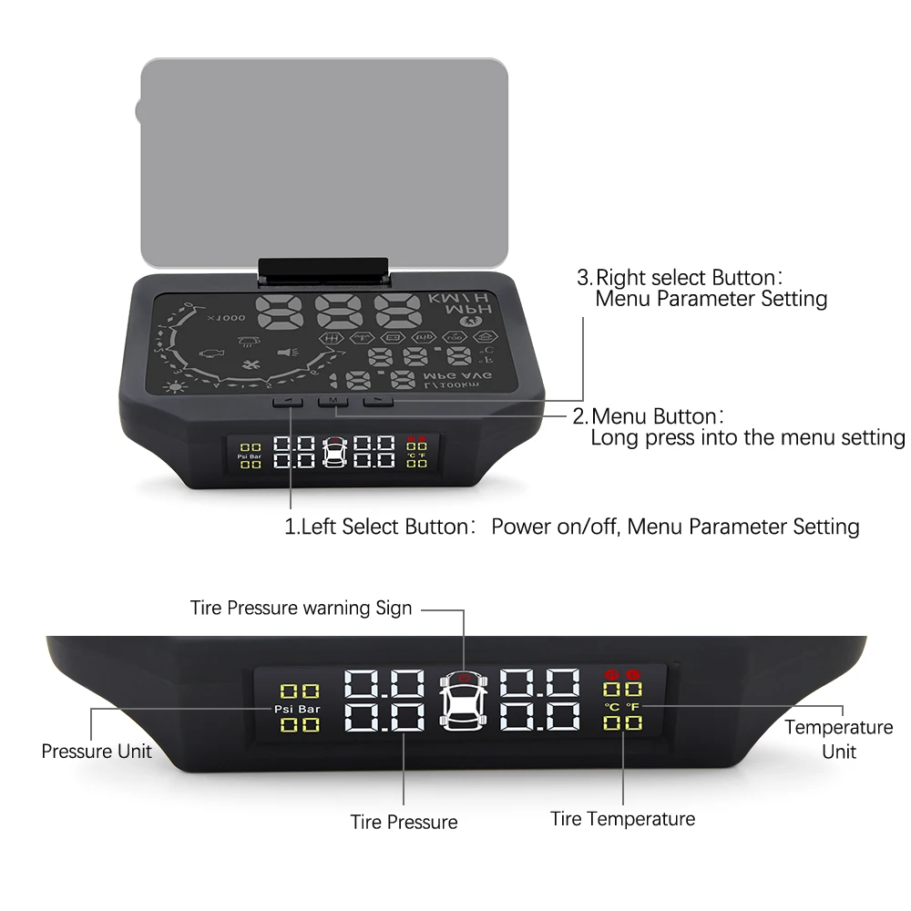 HUD X30 Автомобильный дисплей с TPMS 2 в 1 OBD OBD2 автомобильный дисплей Система мониторинга давления в шинах Bluetooth датчик TPMS с HUD