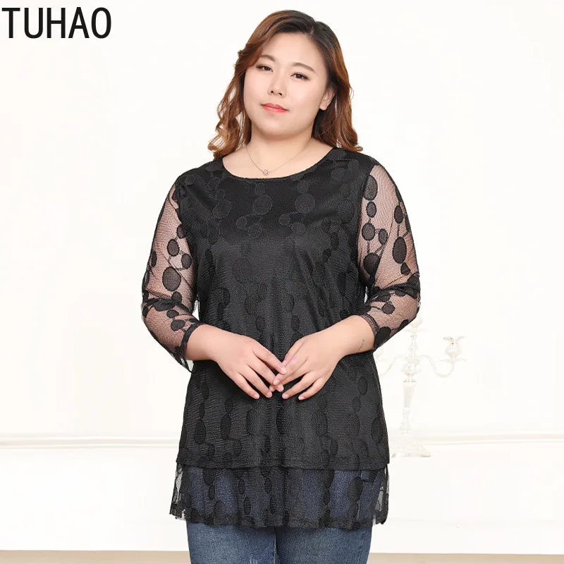 TUHAO весенне-летние блузы с оборками размера плюс 10XL 8XL 6XL женские элегантные