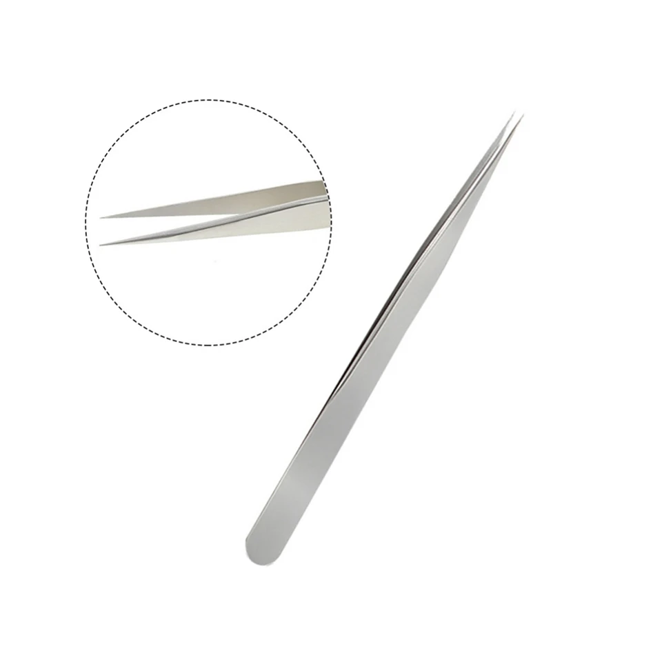 1PC Silver Straight 1 шт. пинцеты прямые, изогнутые для наращивания ресниц высокоточные пинцеты для бровей советы для дизайна ногтей кусачки инструменты для макияжа - Цвет: 1PC Silver Straight
