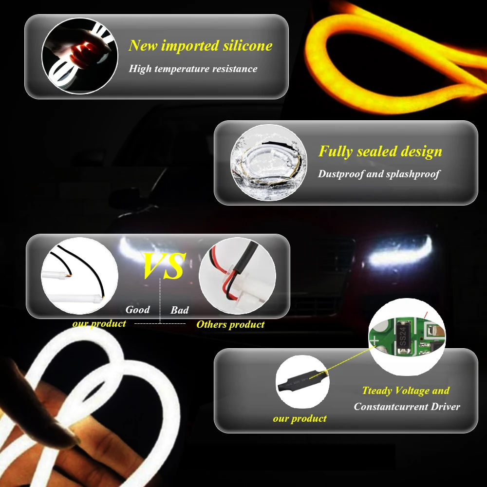 2 шт. светодиодный светильник с гибкой трубкой дневной ходовой ангельские глазки