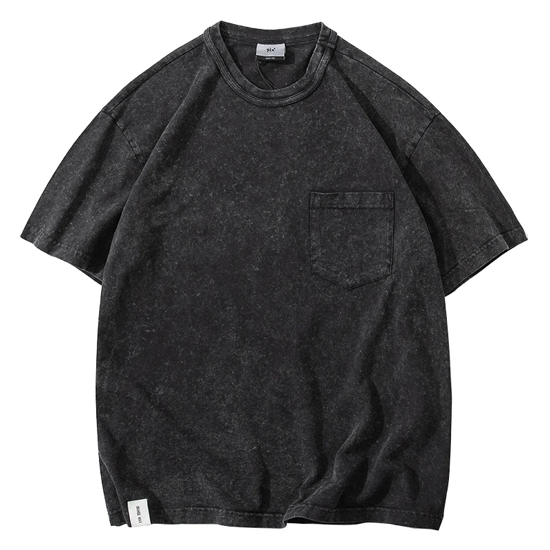 

High Quality Fashion Washing Process Distressed T Shirt Japanese Streetwear Harajuku Tops Men Clothing Hip Hop Short Sleeve Male