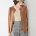 Женский мягкий кардиган на пуговицах, свитер из 100% шерсти с круглым вырезом и длинным рукавом, трикотажная одежда на осень и зиму H002