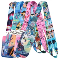 LB2859 Kawaii Stitch and Angel Couple Lanyard Keychain Lanyards for Key Badges Cell Phone Rope Neck Straps Accessories Gifts