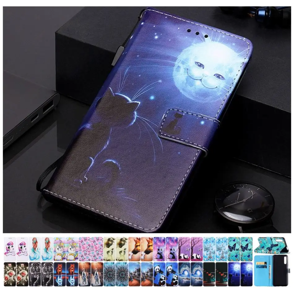 Чехол с изображением кота и солнца для детей кошелек телефона милым рисунком Samsung
