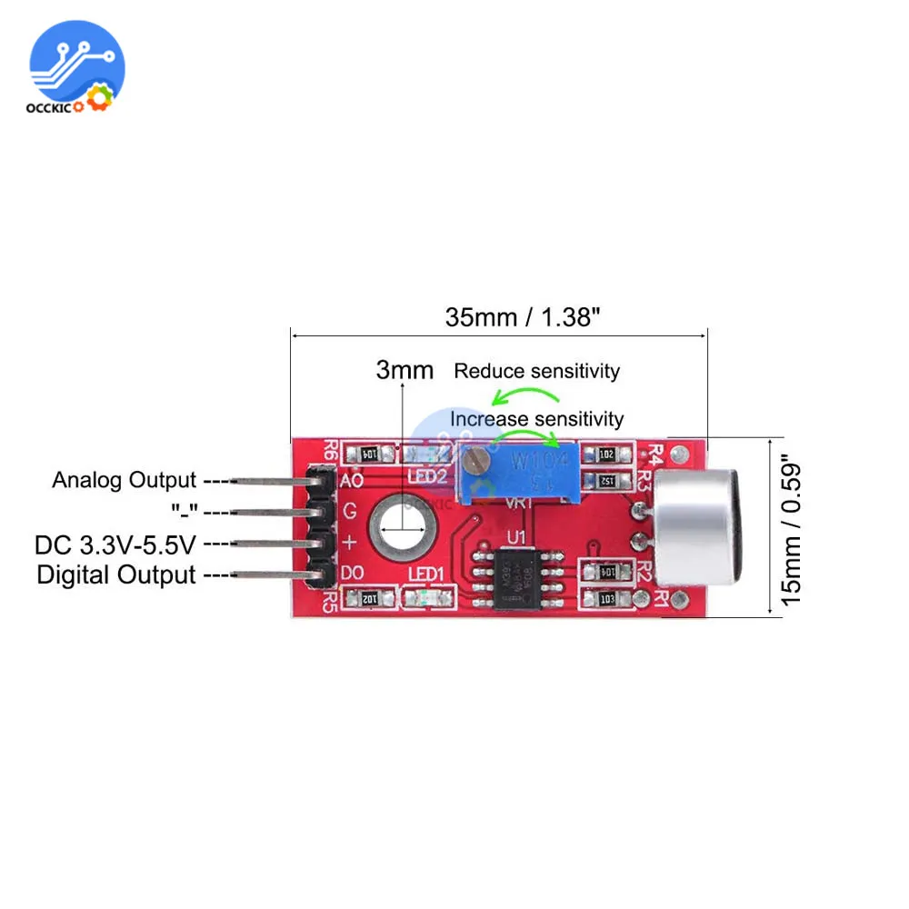 5pcs Sensitive Sound Microphone Sensor Detection Module For Arduino AVR PIC | Accessories