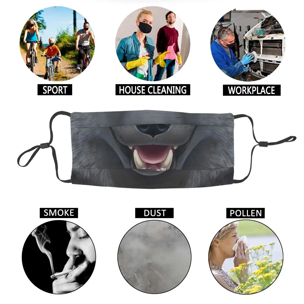 

Silver Fox Face Mouth Furry Non-Disposable Mouth Face Mask Animals Anti Haze Anti Dust Protection Cover Respirator Mouth Muffle