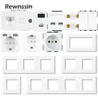 Настенные розетки Rewnssin с пластиковой рамкой, комплект сделай сам, выключатели светильник, ТВ-модуль RJ45, европейскиефранцузские электрические розетки USB Type-C
