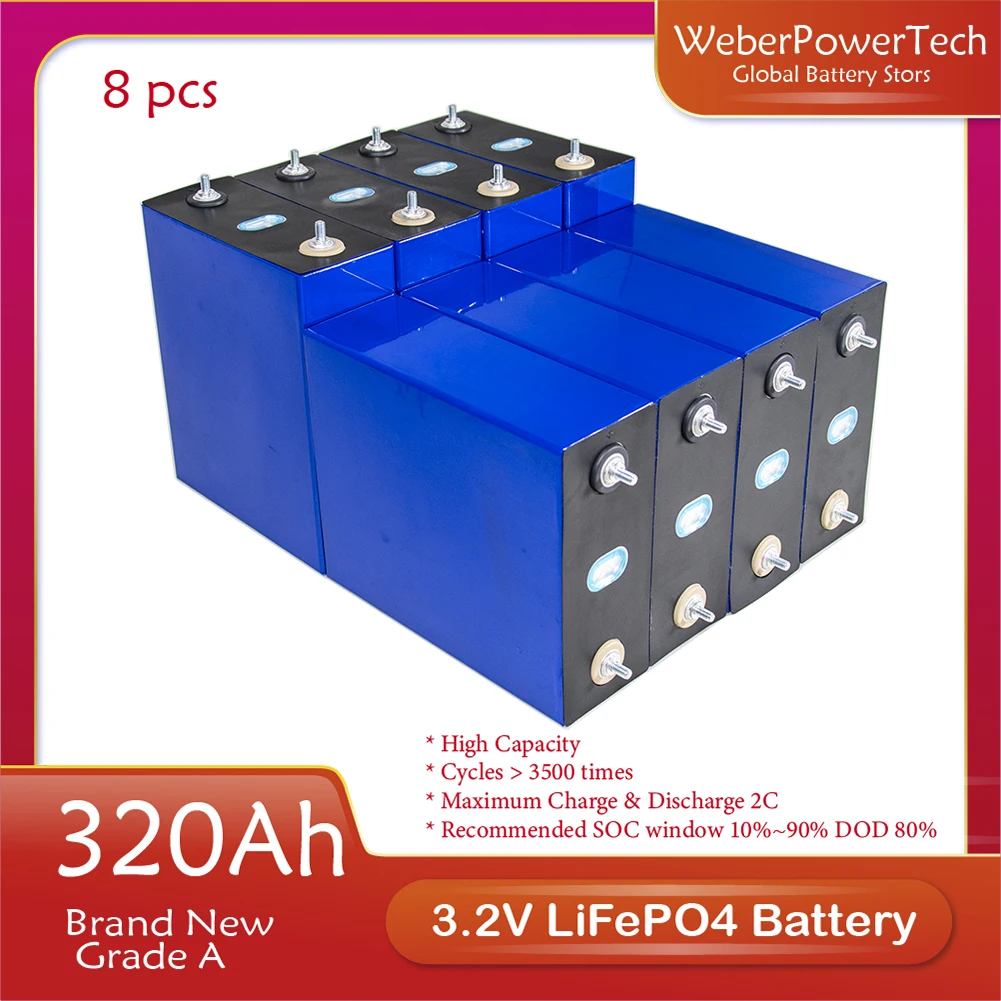

100% Новый оригинальный класс A 3,2 В Ач перезаряжаемый Lifepo4 призматический литий-ионный аккумулятор для солнечной батареи 24 в 48 в
