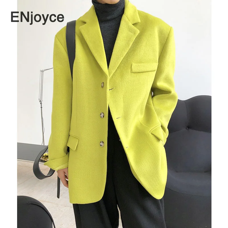 Костюм женский шерстяной в клетку винтажный пиджак стиле оверсайз ретро с