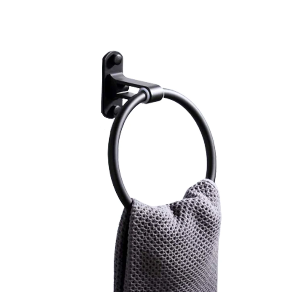 Кольцо для полотенца черный держатель полотенец круглая настенная стойка душа