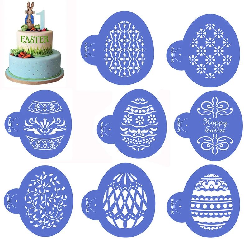 Трафареты для торта с пасхальным рисунком, трафареты для распыления кофе, ручная роспись, форма для торта, фотояйцо, полый шаблон для помадки