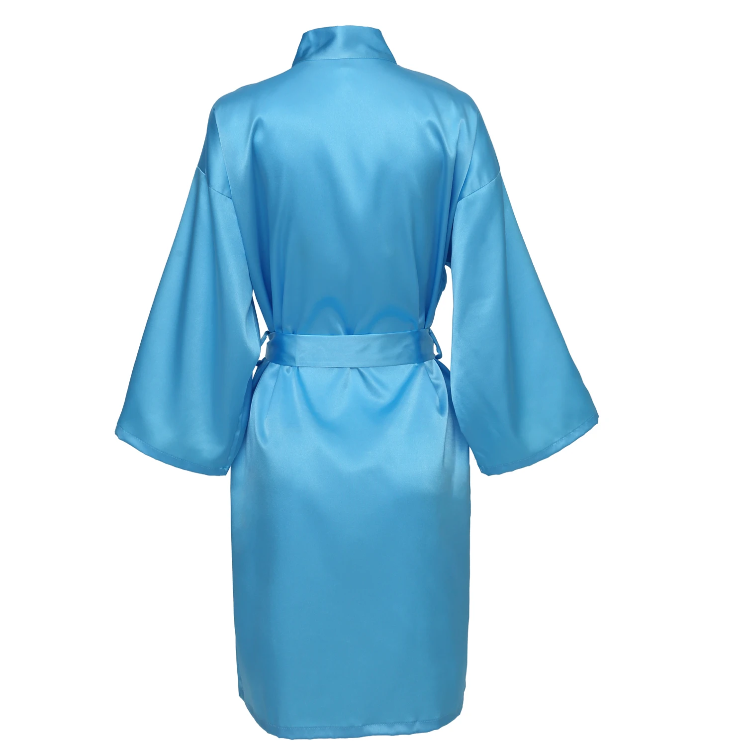 Teal Blue with print Индивидуальные женские халаты на заказ, атласное шелковое платье с принтом, сексуальное свадебное платье для невесты, платье для подружки невесты, кимоно, короткий халат, новинка - Цвет: Teal Blue with print