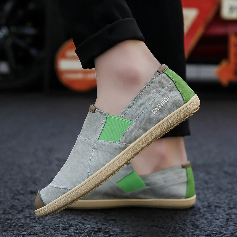 Мужские парусиновые туфли PUPUDA дышащие удобные лоферы без застежки эспадрильи