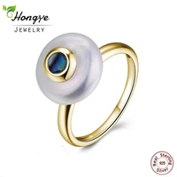 hongye natural freshwater pearl rings 925 sterling silver jewelry oblate 2 5cm fashion designer gold ring for women wedding gift