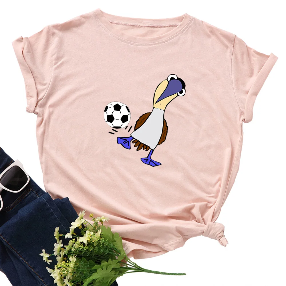 

Women Tshirt Graphic Tees Cotton Creative Parrot Play Football Print T Shirts Tops Streetwear Clothes Short Sleeve Funny Shirt