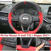 steering wheel button frame decor cover trim for nissan x trail t32 rogue 2017 2020 red carbon fiber car accessories interior