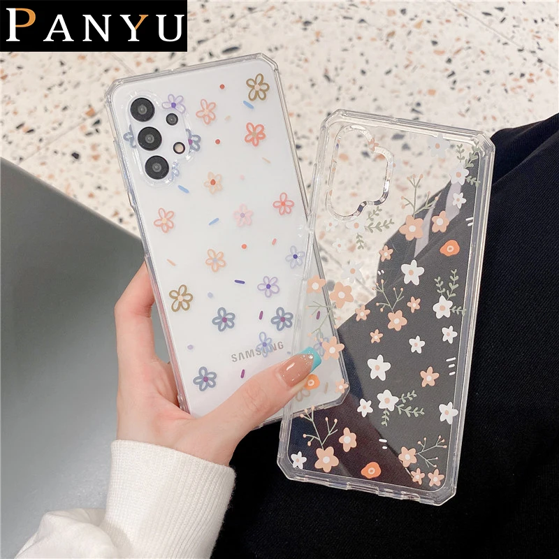 

Cute Floral Anti-fall Soft Phone Case For Samsung Galaxy A32 4G A52 A72 A12 A42 A02s 5G A51 A71 F02s M42 S21 S20 FE Plus Ultra