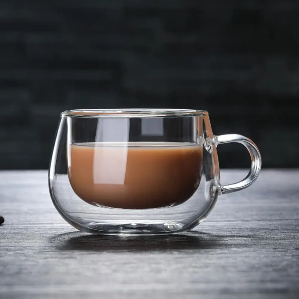 

150ml glass tea cup double wall tea cup heat-resistant creative double glass juice cup milk coffee cup