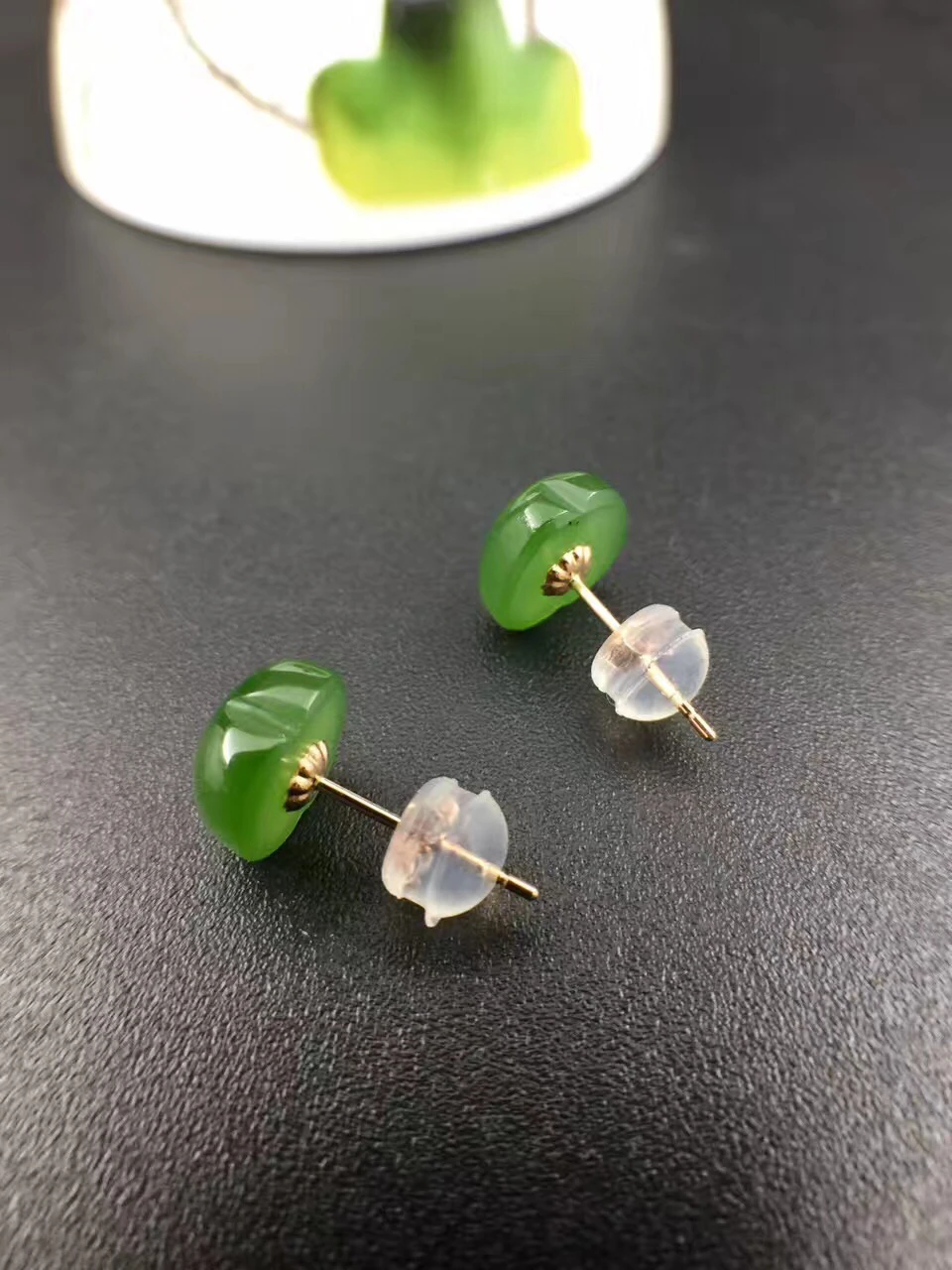 

SHILOVEM 18k yellow gold Natural Jasper drop earring fine Jewelry women wedding plant wholesale gift new 8mm yze0808666by
