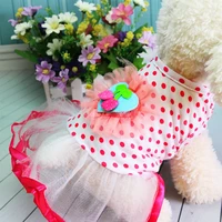 pet dog clothes new spring and summer dog clothes sunscreen cherry polka dot skirt tutu skirt small and medium pet supplies