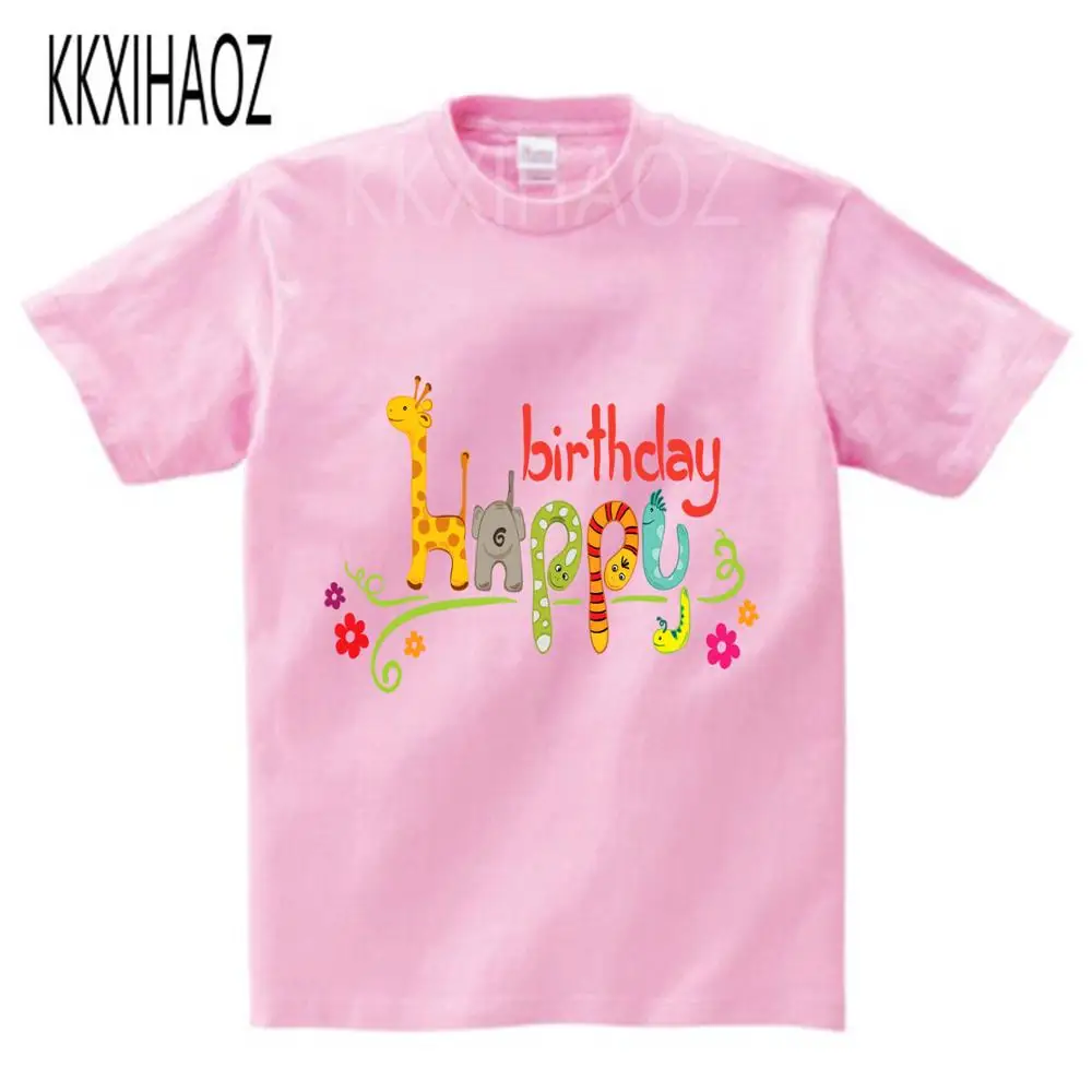 

Baby Boys/Girls Happy Birthday Cute Print Clothes Children Funny T shirt Kids casual t shirt Birthday Present Birthday Gift NN