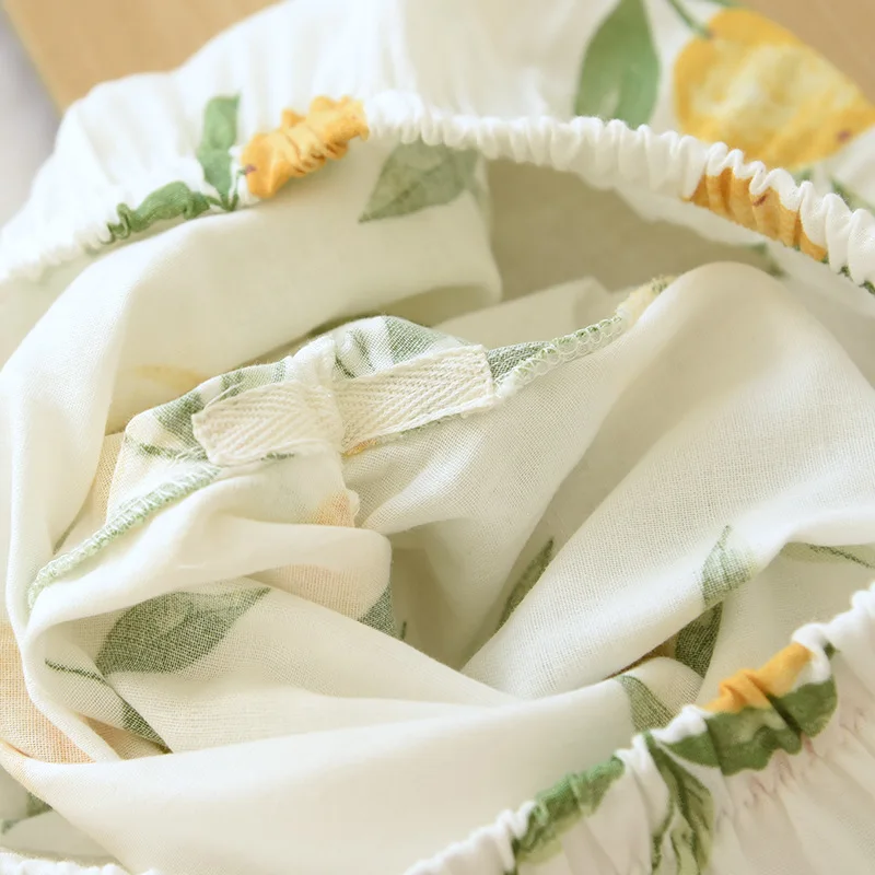 

Japanese kimono spring and autumn womens new floral loose pajamas suit 100% cotton three-quarter sleeve home service thin summer