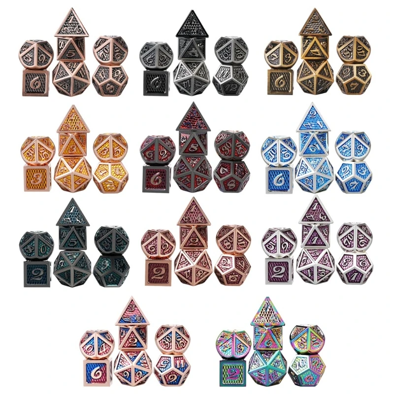 

7pcs/set Metal Dice Set RPG MTG DND Metal Polyhedral Dice Role Playing Games