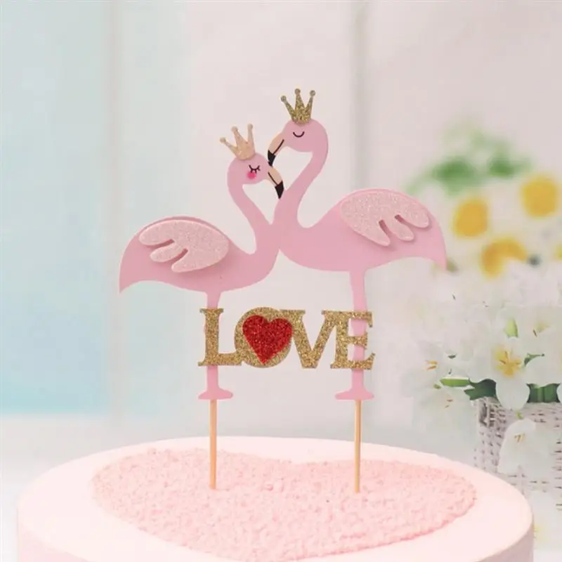 5 шт. блестки любовь фламинго узор торт Топпер бумага кекс топперы Декор товары