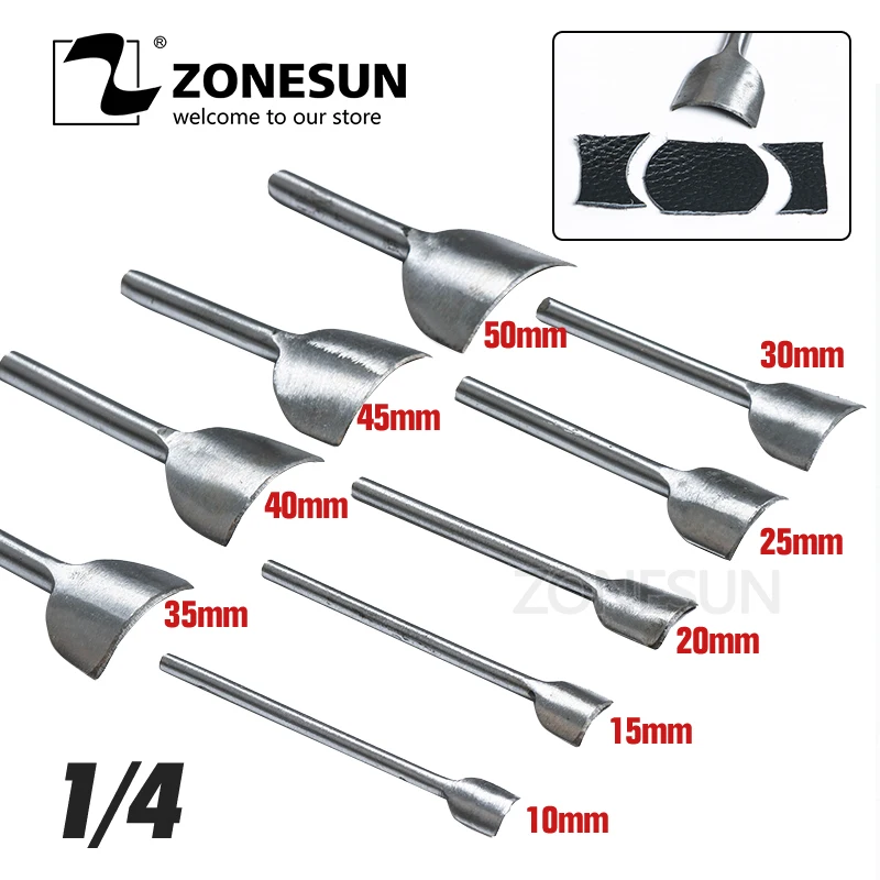 

ZONESUN 9PCS /set Stainless Steel Corner Cutter Belt Hollow Hand Puncher Leather Craft Tool 10-50mm Home DIY Gift