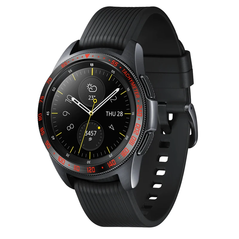 Замена смарт-чехол для часов из нержавеющей стали для samsung Galaxy Watch 46 мм 42 мм, драгоценный камень кольцо клеющаяся крышка против царапин металл - Цвет: Alloy Red