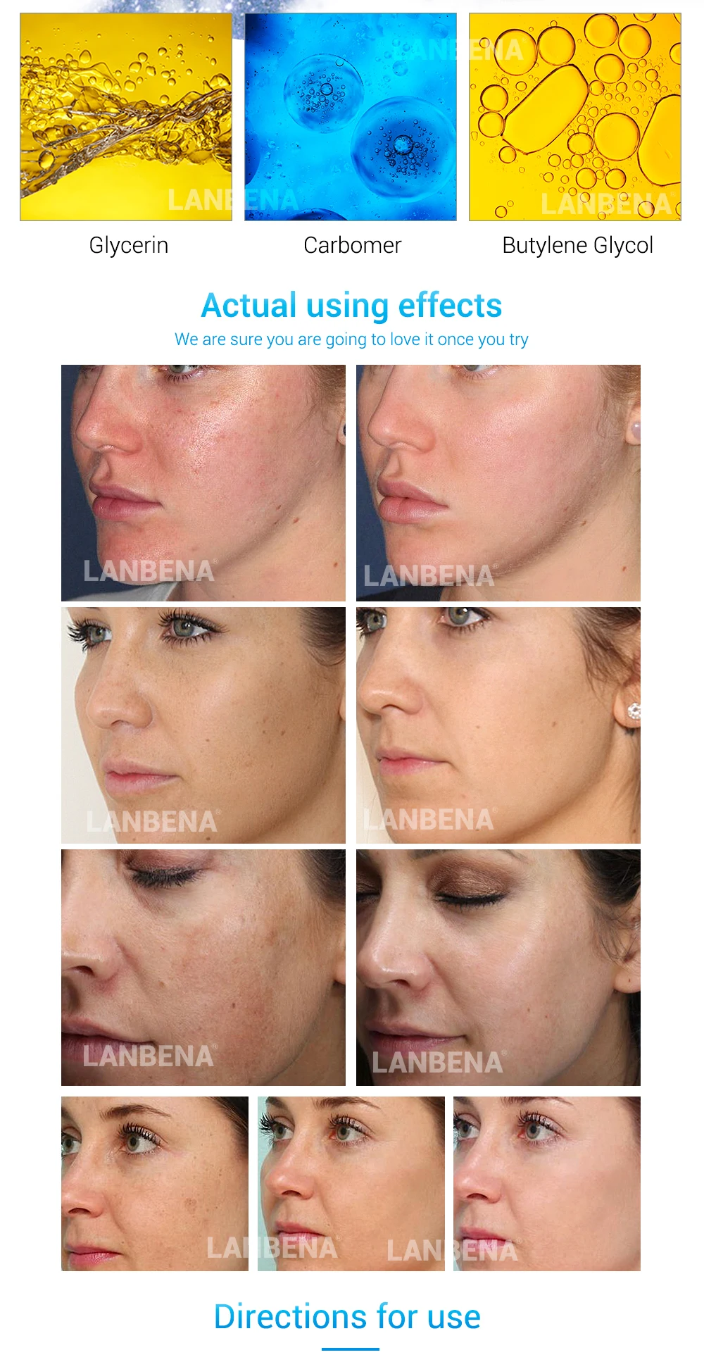 LANBENA ампульная сыворотка с гиалуроновой кислотой увлажняющая питательная легко впитываемая Антивозрастная укрепляющая для удаления морщин на 7 дней