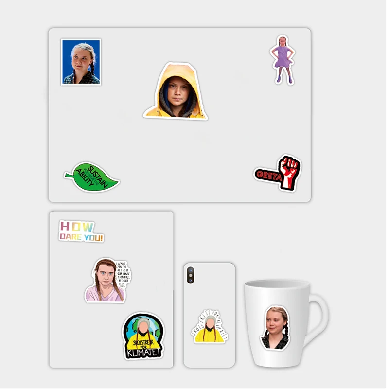 50 шт. зеленая девочка Грета тунберг для дневника мотоцикл скейтборд гитара