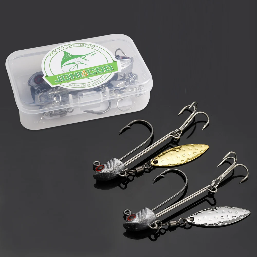 

3pcs Jig Head Hook with Spinner Blades 7.2g 9.2g 16.4g with Spinner Blades Jig Head Fishhook For Soft Worm Lure