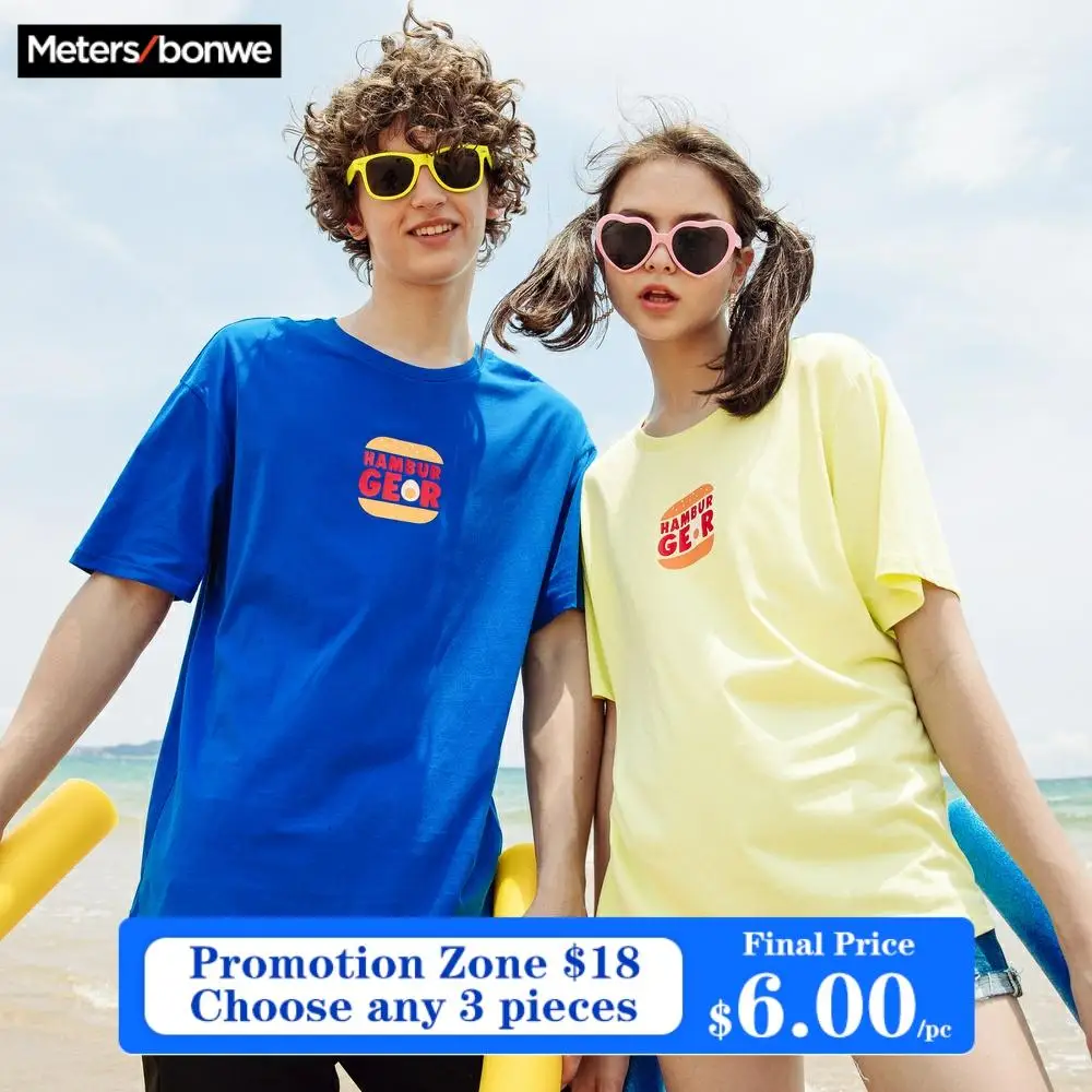 Metersbonwe парные футболки для мужчин и женщин одноцветная летняя модная футболка