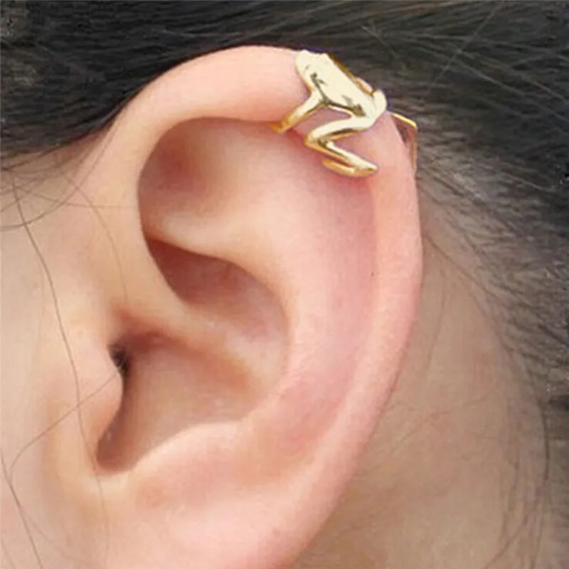 

Fashion 1Pcs Gold Frog Cuff Ear Clip Ear Wrap Earring Women Men Punk Gothic Jewelry Gift