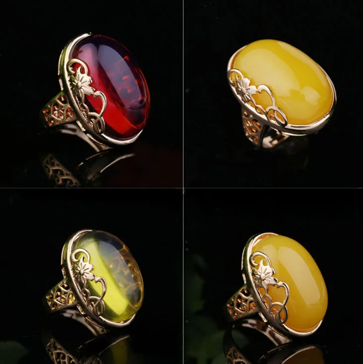 Кольцо из чистого серебра S925 с натуральным куриным маслом желтым медом воском