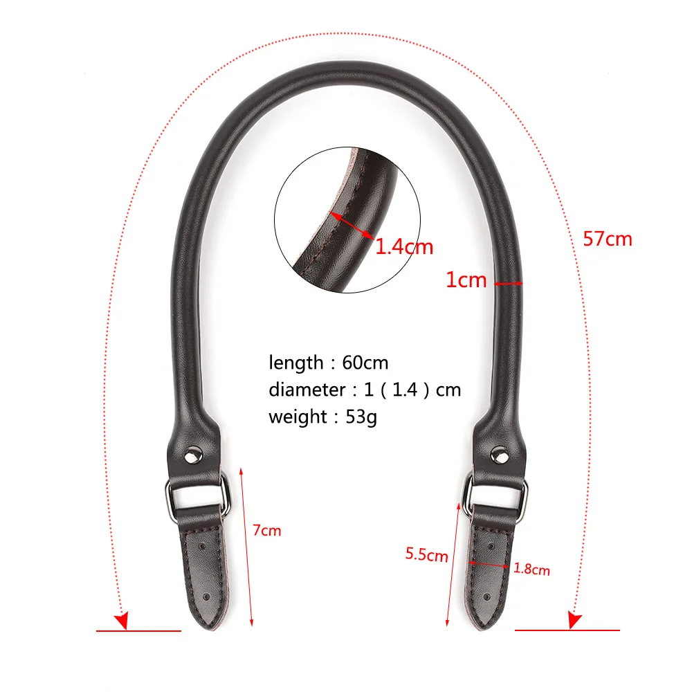 1pair 57cm Handle Bag Straps Genuine Leather Shoulder Bag Handle Belt DIY Replacement Accessories Dark Coffee Handmade Bag Strap