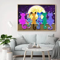 5d diy diamond painting cross stitch many cats embroidery mosaic handmade full square round drill wall decor craft gift