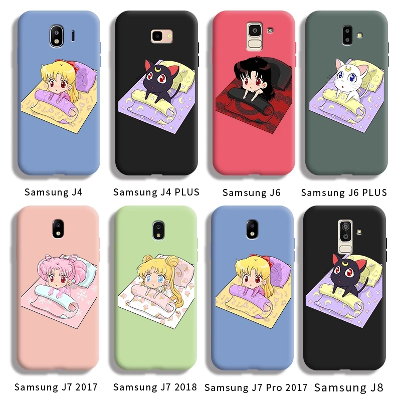 

For Samsung J4 PLUS J6 PLUS J7 2017 J7 J7 Pro 2017 J8 casing with Cute cartoon comic Back Cover Anti falling silica gel case