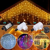 10 8m led icicle string lights6m lead wire 8 modes garland curtain fairy lights led christmas lights outdoor holiday decoration
