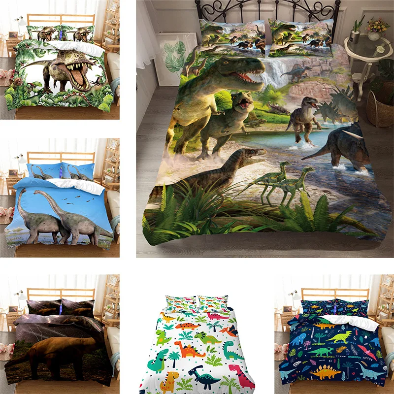 

Animal Dinosaur 3D Print Comforter Bedding Set Cartoon Duvet Cover Sets Kids Pillowcase Queen King Double Size Home Colorful