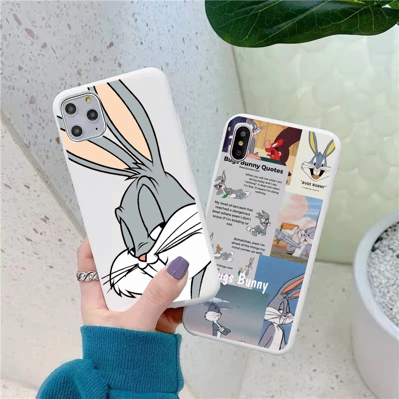 

Cartoon Bugs Rabbit TPU white case for iphone 12mini 6s 7 8 Plus SE Wolf Dog Soft Cover for iPhone Xs X 11Pro 12pro Max XR Coque