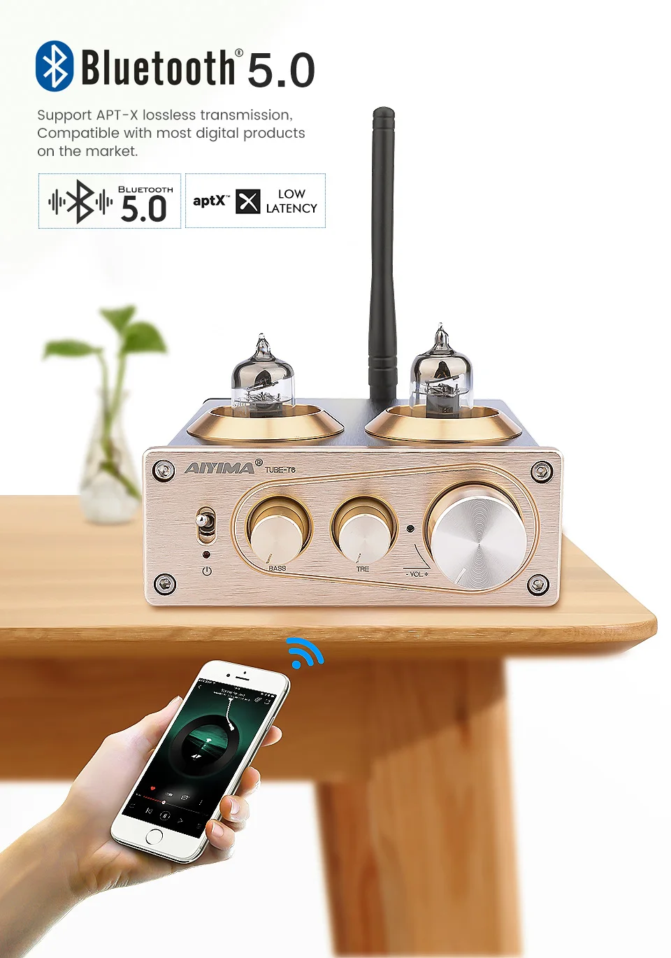 AIYIMA Bluetooth 5,0 APTX HiFi 6J1 ламповый тональный предусилитель усилитель Стерео предусилитель с высоким басом управление для домашнего звука аудио