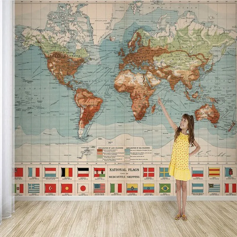 Фотообои на заказ 3D обои с рисунком карты мира гостиной дивана ресторана HD