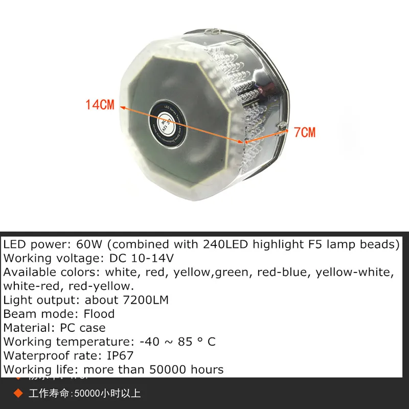 

240 LED Round warning Lights Car Ceiling Super Bright Stroboscope Emergency Danger Warning Signal Lights Multi-color Optional