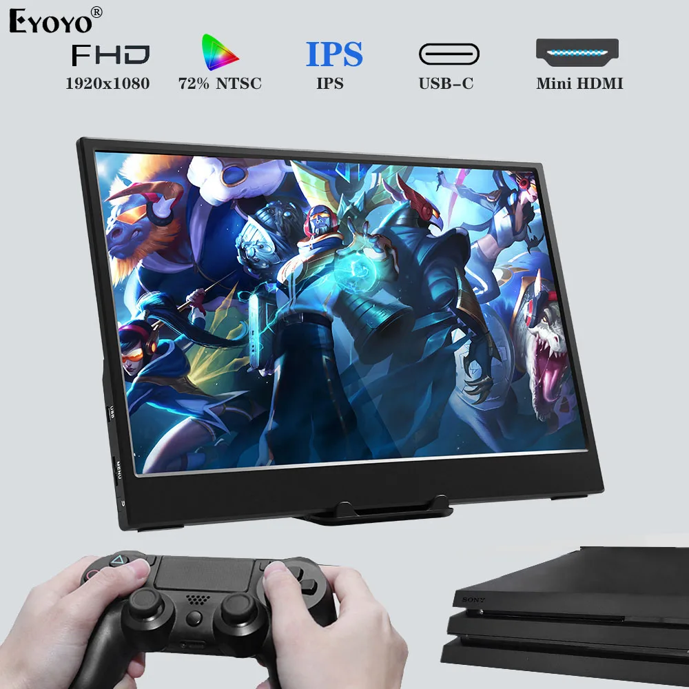 저렴한 Eyoyo-EM13M USB C HDMI 휴대용 게임 모니터 13.3 인치, IPS LCD 1080P FHD PC 노트북 두 번째 디스플레이 화면 전화 Xbox 스위치 PS4