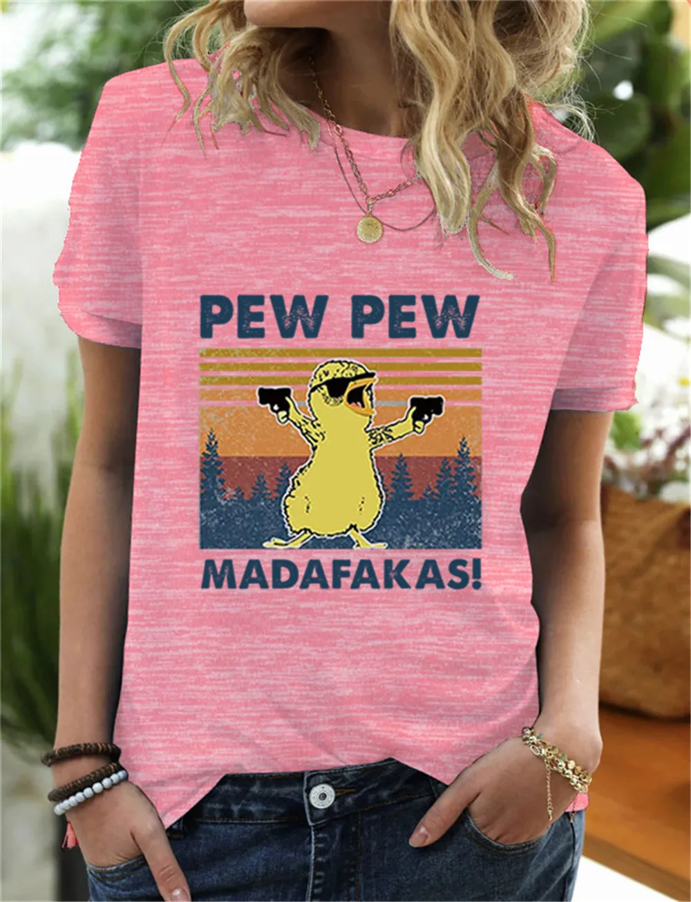 

Забавная уточка со стальной розовый футболка женская пью! Madafakas принт с героями мультфильмов, Женская Футболка Harajuku Kawaii одежда модная футбо...