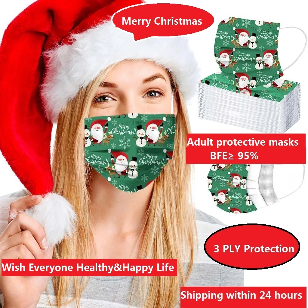 

5/100pcs Disposable cartoon Mask 3 ply Non-woven Breathable mask Ear loop Adult Masks Filter face masks Christmas mascarilla
