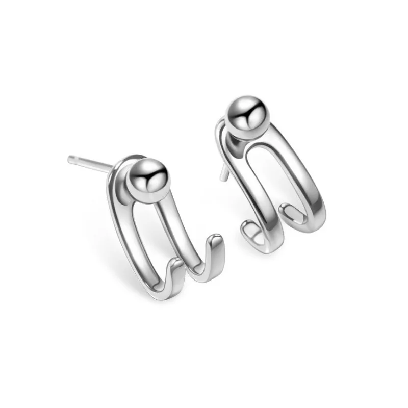 

C1223 S925 sterling silver back hanging double line hook earrings for female